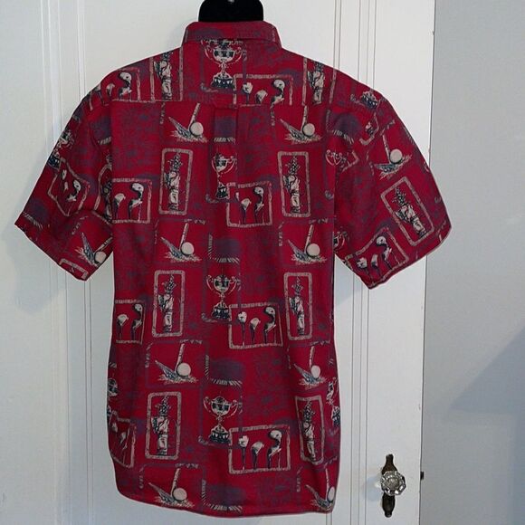 ClearWater Outfitters Resort Collection red golf themed short sleeved shirt - Picture 6 of 8